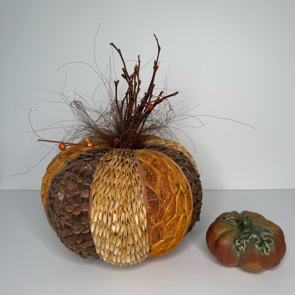 Set of 2 Decorative Pumpkins for Fall & Thanksgiving Tabletop Centerpiece Decor - Picture 15 of 16